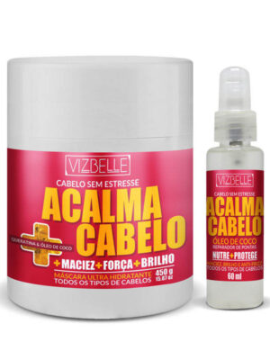 Kit 1 Máscara + 1 Óleo de Coco Acalma Cabelo Vizbelle