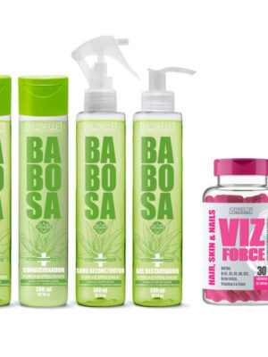 Kit Reconstrução De Babosa Vegano + Viz Force 30 cápsulas Vizbelle